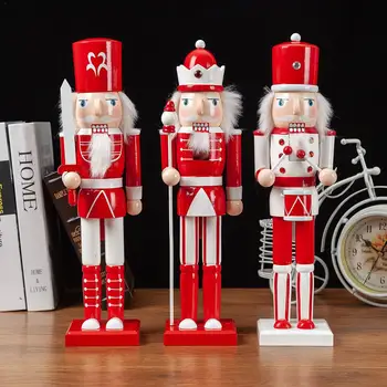 

3PCS/Set Christmas Wooden Nutcracker Soldier Jewelry 38CM Puppet Toy Gift Children's Room Decoration Ornament