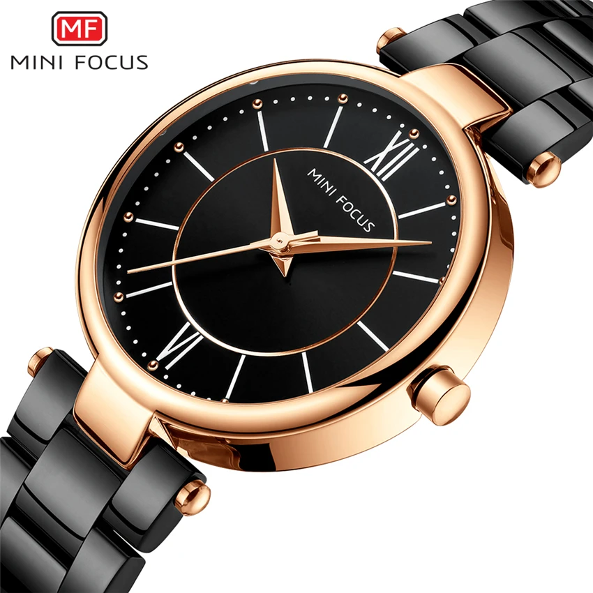 Women Watches Feminino Focus-Fashion Waterproof Brand Luxury Montre Stainless-Steel Black