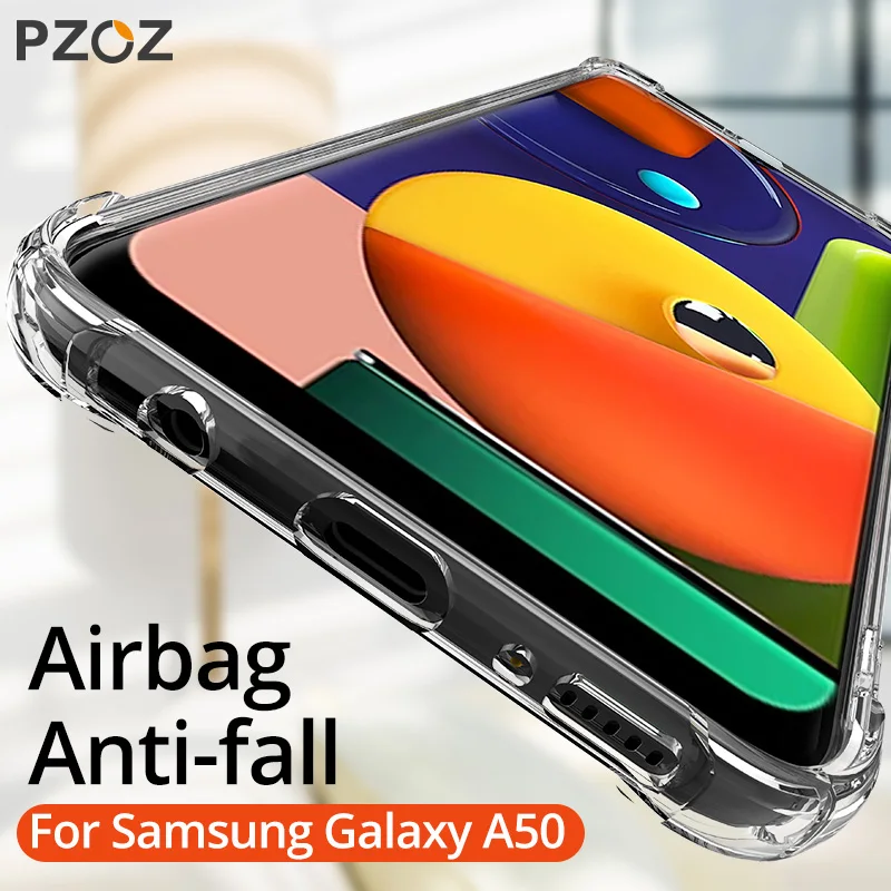 

PZOZ Soft Silicone Case For Samsung Galaxy A50 A50S Protection Case Ultra Thin Transparent TPU Back Cover AirBag Protective Case