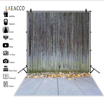 

Laeacco Old Wooden Board Wall Floor Maple Leaves Photography Backdrops Photo Backgrounds Autumn Portrait Photocall Photophone