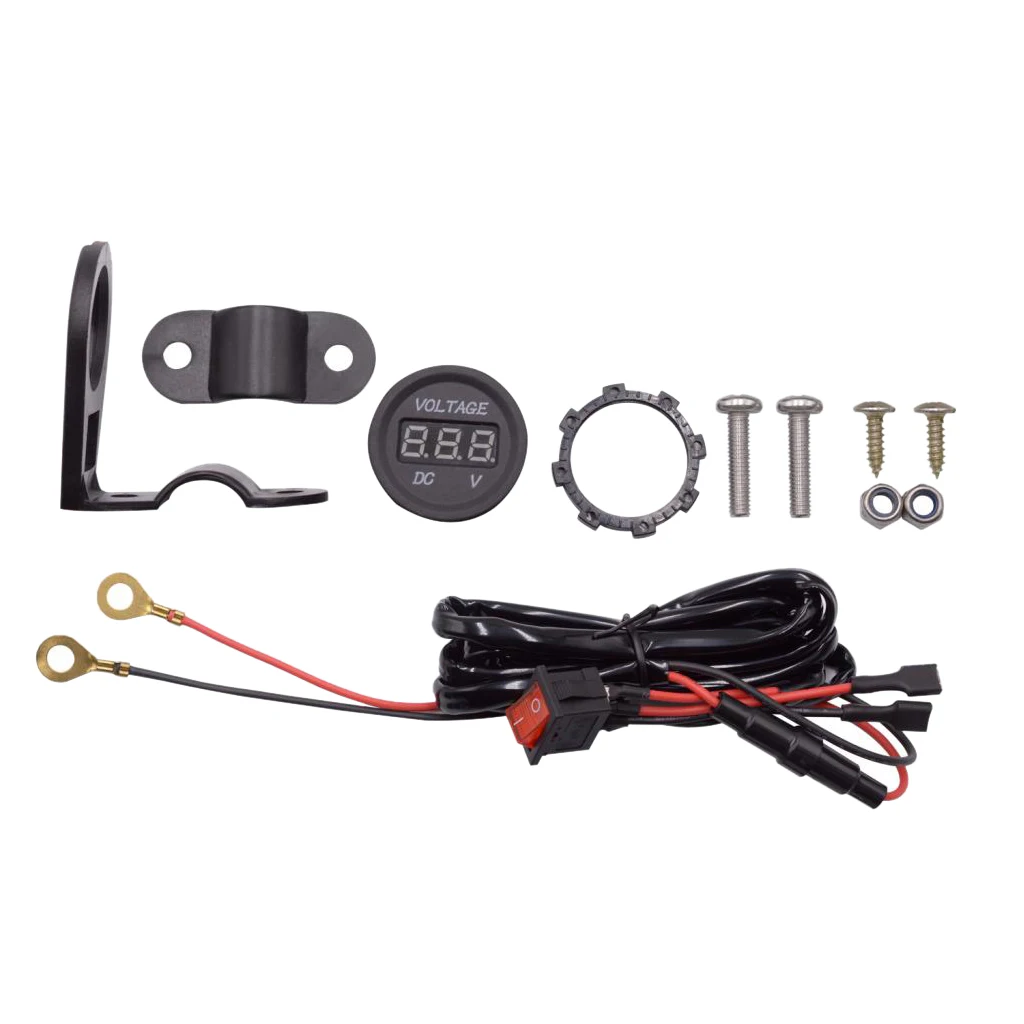 Motorbike 12-24V Blue LED Digital Display Voltmeter Volt Gauge With Switch