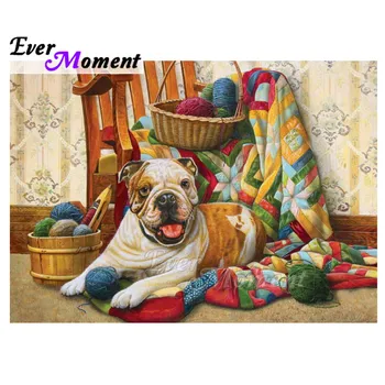 

Ever Moment Diamond Painting Dog Wool Chair Full Square Mosaic Picture Of Rhinestone Diamond Embroidery Cross Stitch S2F2389