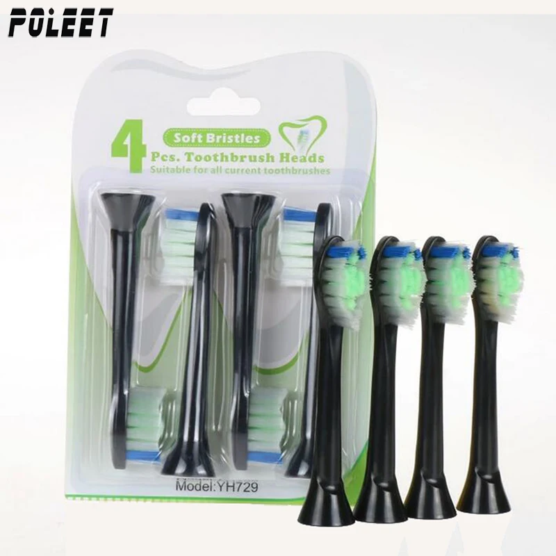 1600PCS Replacement Toothbrush Head YH729 Black Fits For Philips Electric Toothbrush HX3 HX6 HX9 Series HX6064 P-HX-6064