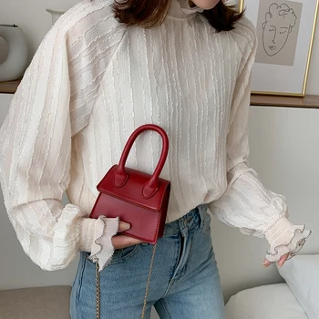 

Mini Square Shoulder Bags For Women 2020 Solid Color Crossbody Female Chain Bags Girls Casual Small Flap Bags Top-handle bags