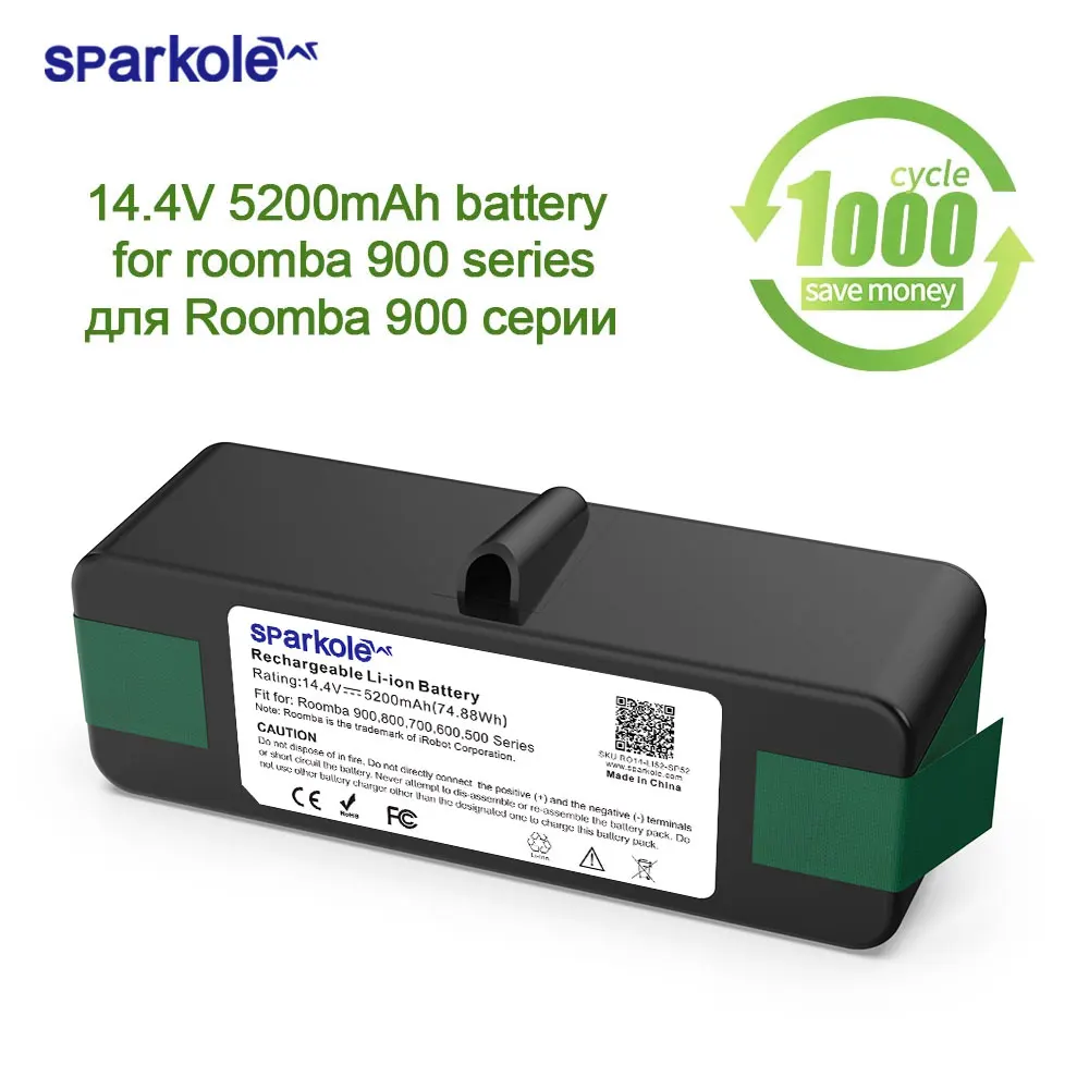 Sparkole 5200mAh 14.4V Li Ion batteria per irobot roomba serie 900 980 960  900 895 860 695 690 640 614 800 700 600 500 serie|Vacuum Cleaner Parts| -  AliExpress