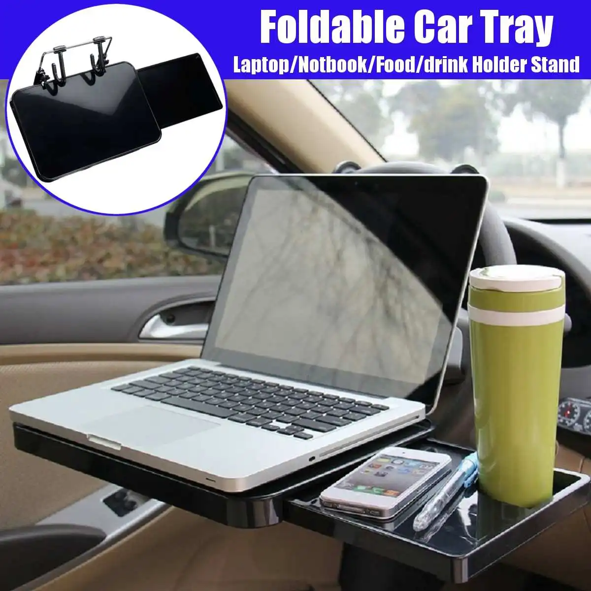 

Hot Sale Car Steering Wheel Back Seat Tray built-in drawer Laptop Notebook Food drink Holder Stand Car Cup Holder Dining Table