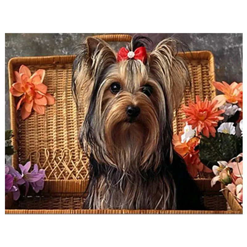 5D Full drill Square Round diamond painting Dog and flower embroidery Cross Stitch Rhinestone Mosaic home Decoration | Дом и сад