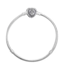 Подлинный 925 пробы серебряный браслет с гральдическим кружевом заколдованное Сердце застежка Змеиный браслет подходит для женщин из бисера очаровательное модное ювелирное изделие