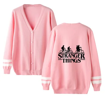

Stranger Things Sweater Men Women Unisex Cardigan Sweater V-Neck Long Sleeve Knitting Sweater Autumn High Quality Warm Sweater