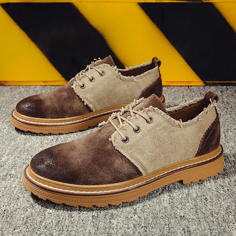 

New Cool Walking Shoe For Men Vintage Working Shoes For Men Low Top Military Tactical Training Mens Brown Black Autumn Men Shoes