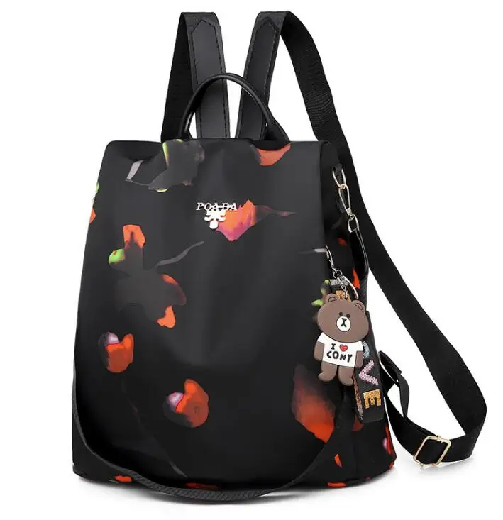 Mochilas mujer новая ткань Оксфорд водонепроницаемый студент сумка Повседневная Рюкзак женские уличные сумка mochila feminina CL05 - Цвет: Black flower metal