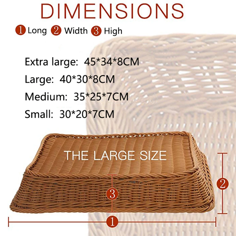 Хлебная корзина ручной работы прямоугольная плетеная лоза демонстрационные корзины для еды фрукты овощи корзина для хранения, ресторанная сервировка