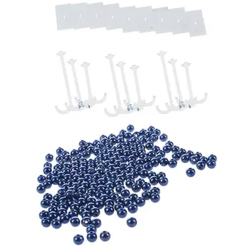 

9 PCS Earring Holder Jewelry Display Stand with 200PCS 5MM Bright Pears Spacer Loose Beads Royal Blue