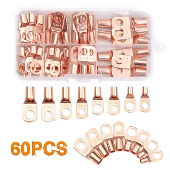 

60PCS SC6-25 Copper Lug Ring Wire Connectors for Battery Bare Cable Electric Wire Crimp Terminal For Battery