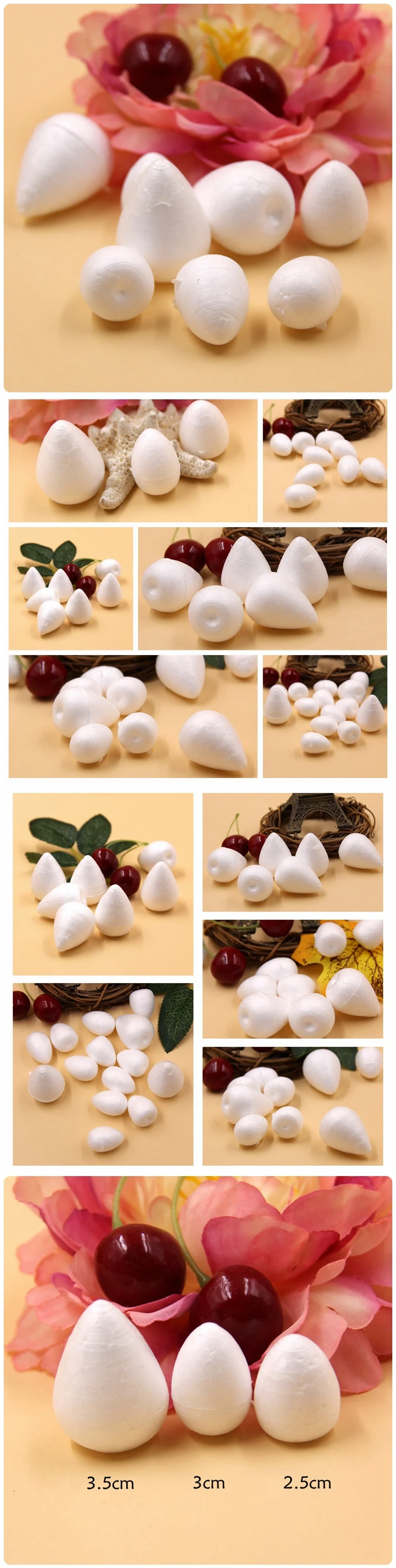 50PCS DIY Craft White Drop Flower Stamen Modelling Polystyrene Styrofoam Foam Balls For Christmas Wedding Party Gifts Decoration