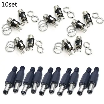 

10pairs/set DC Power Connector Pin Female Male Jack Socket Plug Adapter 2/3Pins PCB Panel Mount Connector 5.5 x 2.1mm DIY Parts