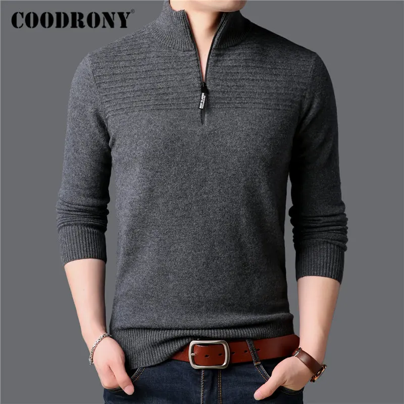^Cheap COODRONY Brand Sweater Men Fashion Turtleneck Pull Homme 100% Merino Wool Pullover Men 2019 New Winter Thick Warm Sweaters 93040