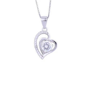 

Big CZ Gems Couple Heart Necklace For Women 925 Sterling Silver Crystal Love Heart Pendants Wedding Fashion Jewelry Gift