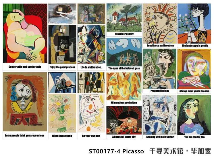 Picasso 40 шт./упак. известная картина наклейки Ван Гог, с рисунком в виде картины маслом, мировых шедевр Прохладный Пуля журнал Decoraction канцелярских принадлежностей - Цвет: Picasso