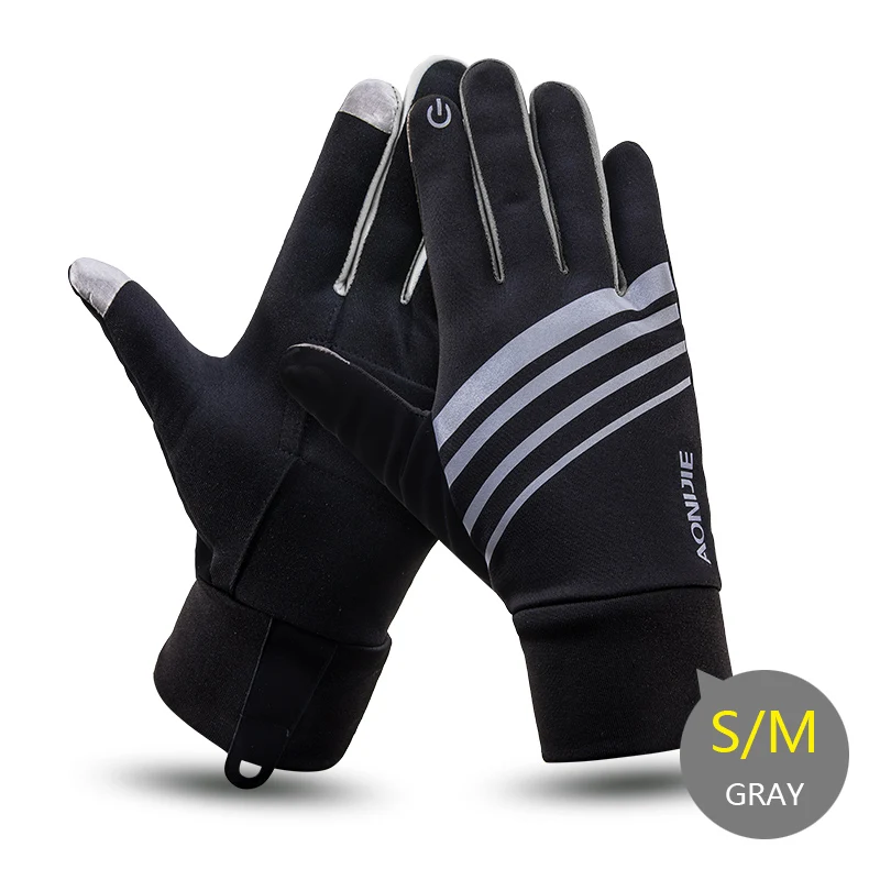 AONIJIE M51 мужские и женские зимние спортивные перчатки с сенсорным экраном, термофлисовые перчатки для бега, бега, пешего туризма, велоспорта, катания на лыжах - Цвет: SM GRAY