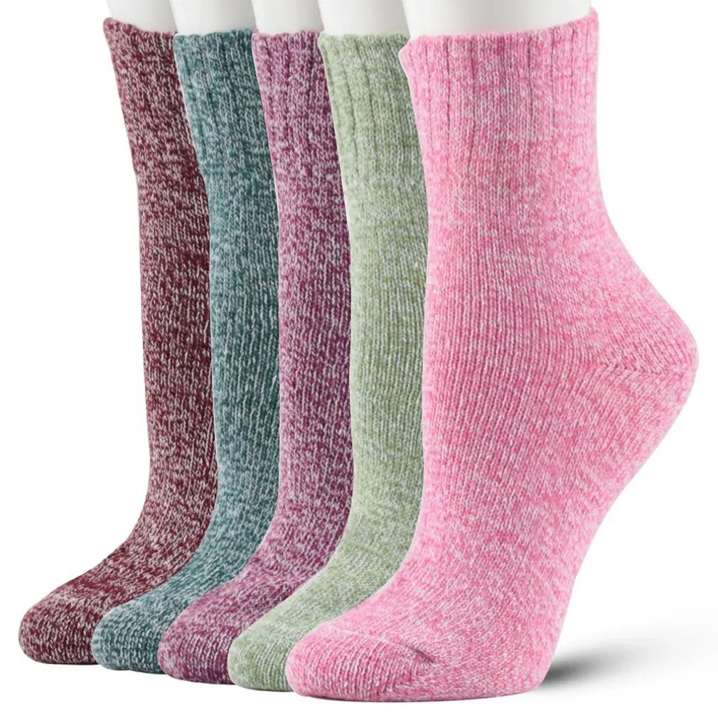 Толстые теплые мужские и женские носки, несколько стилей, волнистые модные кашемировые носки, шерстяные удобные носки средней высоты, шерстяные носки, 5 пар