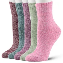 Толстые теплые мужские и женские носки, несколько стилей, волнистые модные кашемировые носки, шерстяные удобные носки средней высоты, шерстяные носки, 5 пар