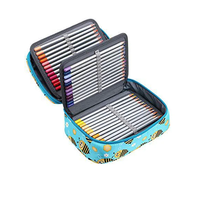 Pencil Case 72 Holes for School Pen Box Cute Bee Cartridge Kawaii Girl Boy Monkey Big Pencilcase Korean Penal Bag Stationery Kit for pencil cases