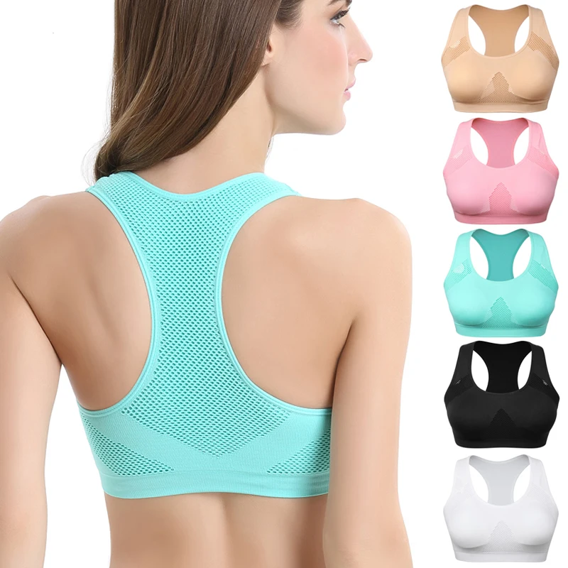 

Women Seamless Bra Padded Breathable Absorb Sweat Sport Fitness Bras Shockproof Tank Top Workout Running Push Up Bra Tops