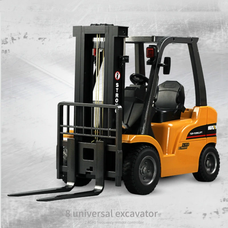 Huina 577 RC Alloy Forklift Truck With Trailer Lights Simulation Lifting Crane Children's Toy Engineering Vehicle Model Boy Gift 2