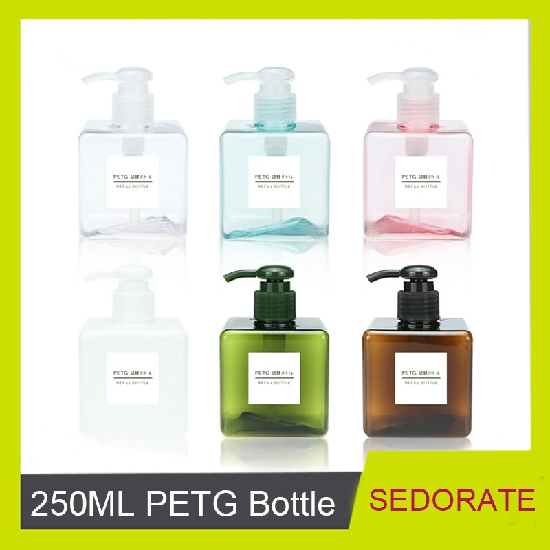 Sedorate 10 шт./лот 250 мл PETG пустая многоразовая бутылка насос для крема квадратные