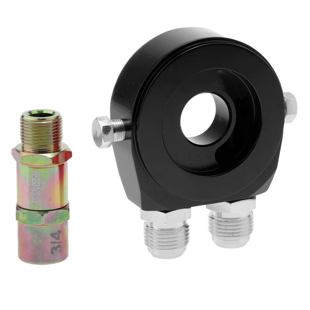 MagiDeal Great Performance Oil Filter Cooler Gauge Sandwich Plate Black+Red