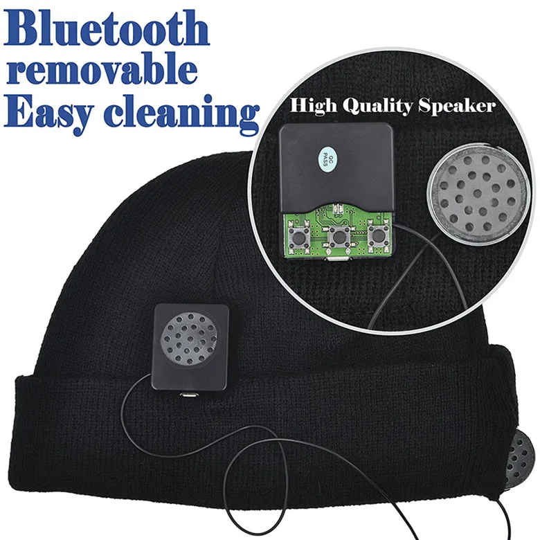 Quente da Música do Bluetooth Alto-falante sem Fio Fone de Ouvido Bluetooth para Iphone Chapéu Gorro Boné Mini Bluetooth Receptor Áudio Música - Image 6