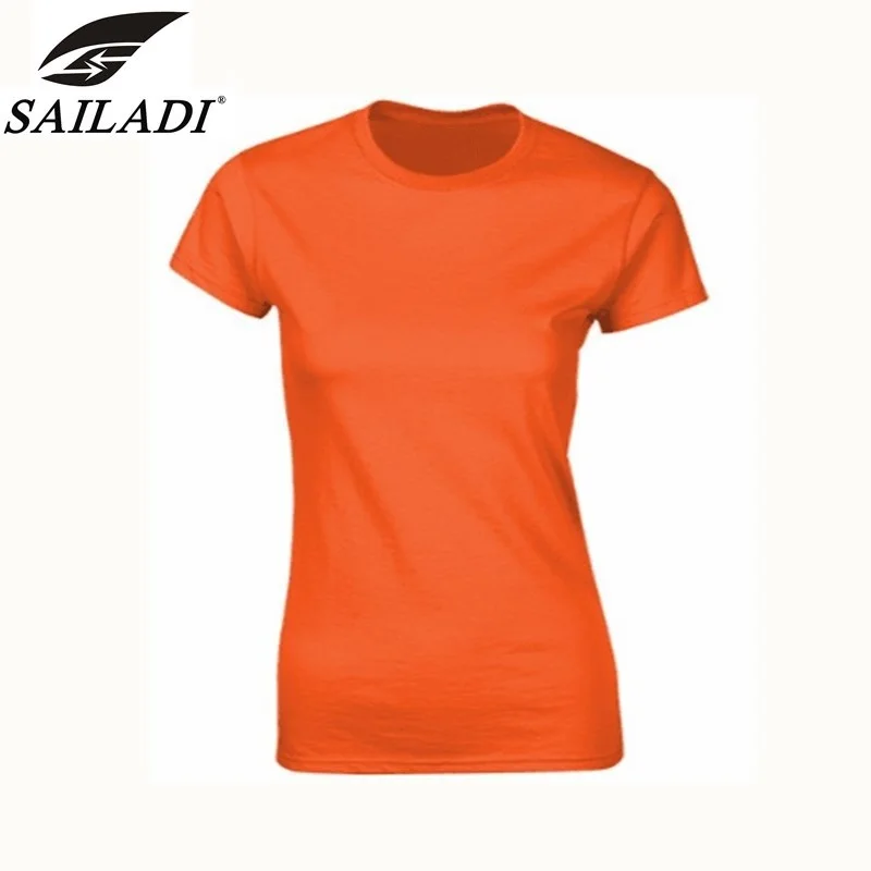 Orange Sailadi бренд Для женщин модные Изделие из хлопка с короткими рукавами с круглым вырезом, дышащие, для активного отдыха и спорта; Размеры S-XL S2205 - Цвет: Orange
