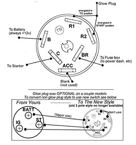 Ignition Switch 4 Position 6 Terminal Wire Digger for Kobelco Ford For Kubota International Harvester Mitsubishi Tractor