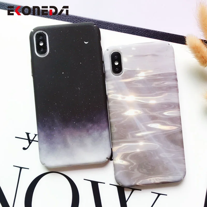 

EKONEDA Matte Phone Case For iPhone X XR XS Max 7 8 6 6S Case Plastic Starry sky Lake Cover For iPhone 6S 7 8 Plus X XR Case