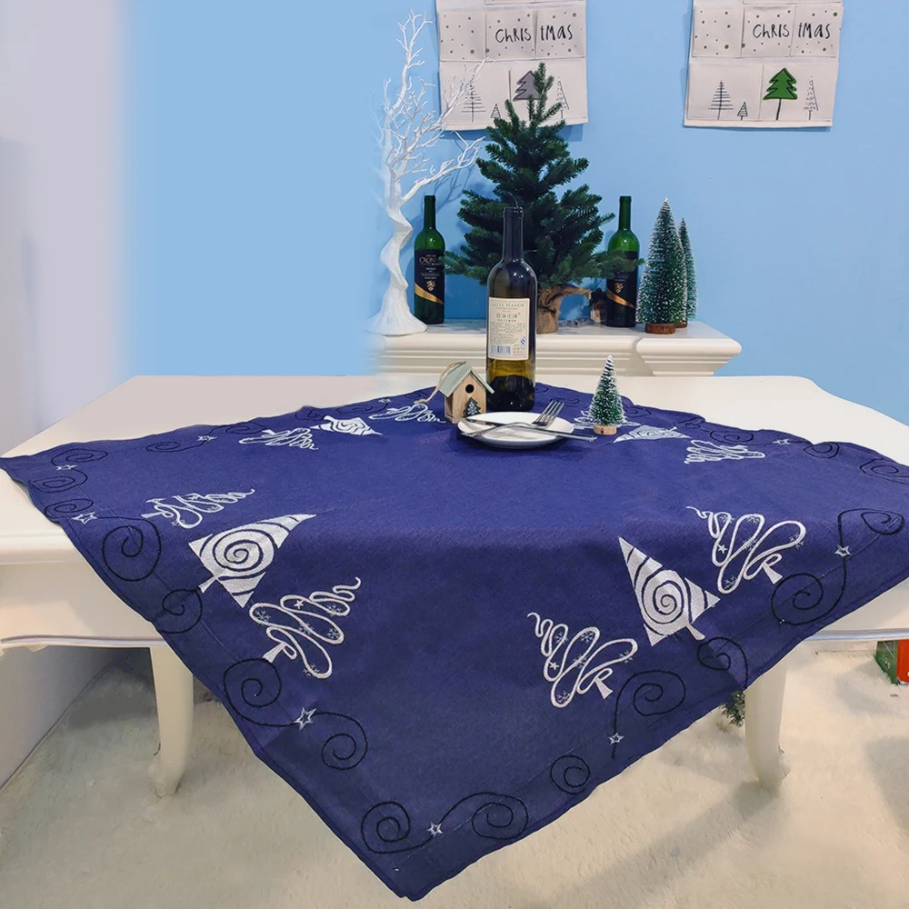 Tablecloth Christmas Tree Designs Red Festival Cotton Linen Soft Table Cloth New Year Theme Dustproof Thicken Wedding for Decor