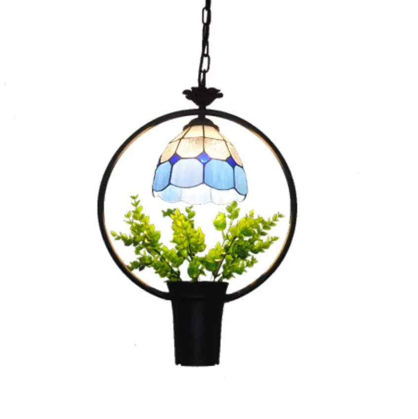 Средиземноморская креативная Подвесная лампа в горшке имитация растений люстра