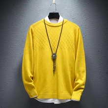 Autumn New Sweater Men Fashion Solid Color Casual Knit Sweaters Man Sweter Clothes Wild Loose Long-sleeved Pullover Men M-3XL