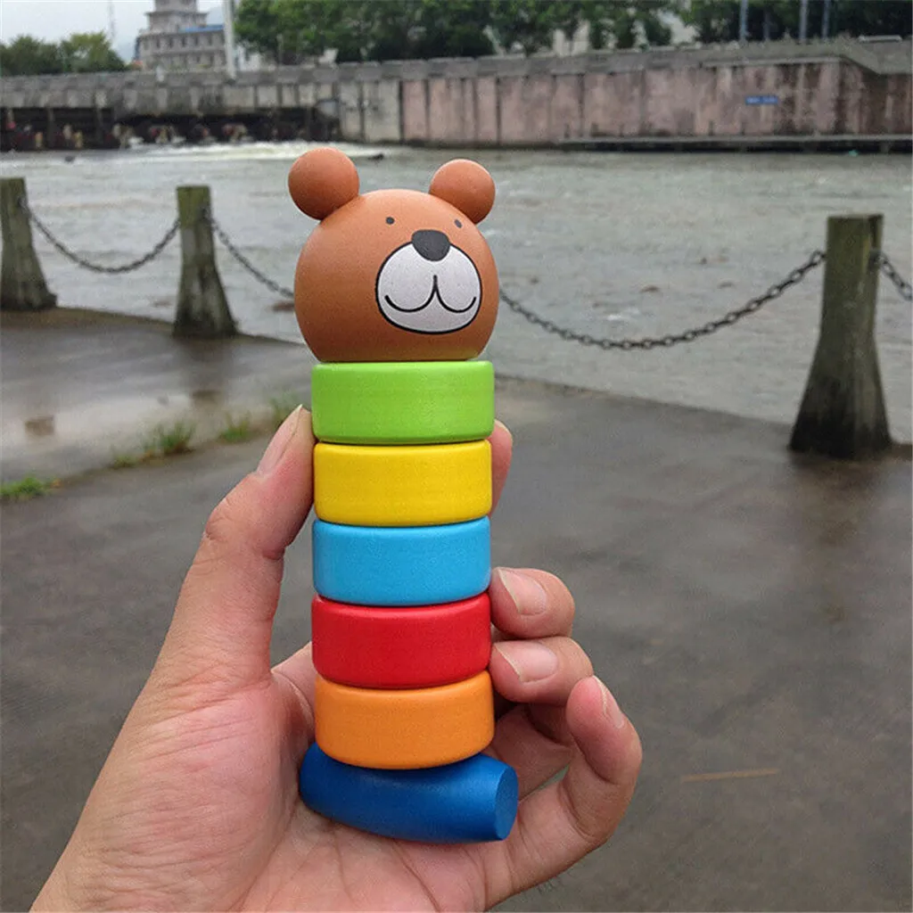 2-в-1 деревянная детская игрушка радуга Цвет Детский костюм с изображением медведя и ворс башня игровых аксессуаров# y2