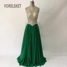 Зеленое Шифоновое платье для выпускного вечера, вечернее платье с v-образным вырезом, длинный светильник, без рукавов, элегантное ТРАПЕЦИЕВИДНОЕ вечернее платье