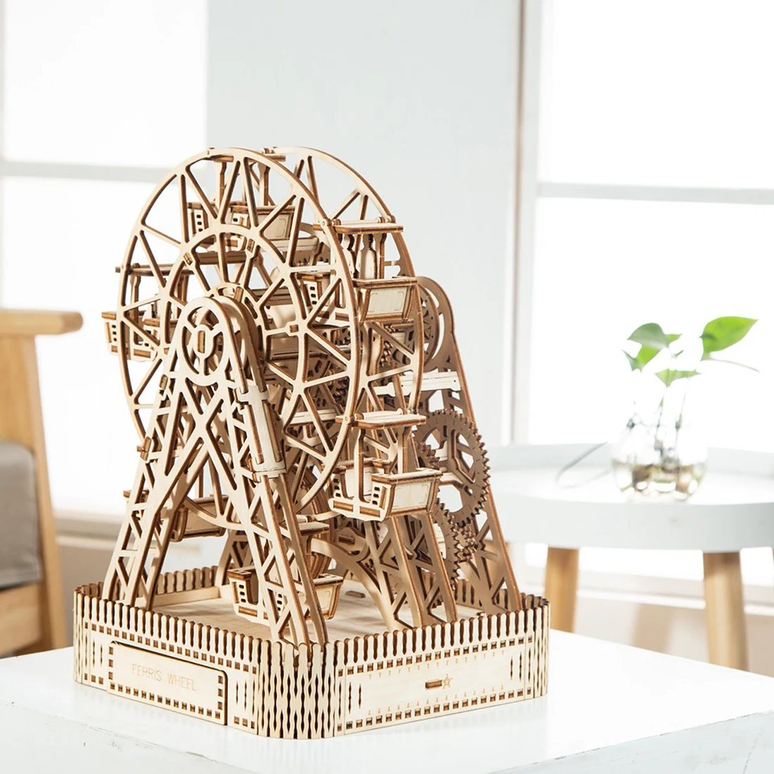 US $123.49 430Pcs DIY Wooden Ferris Wheel 3D Mechanical Puzzle Model Educational Toy