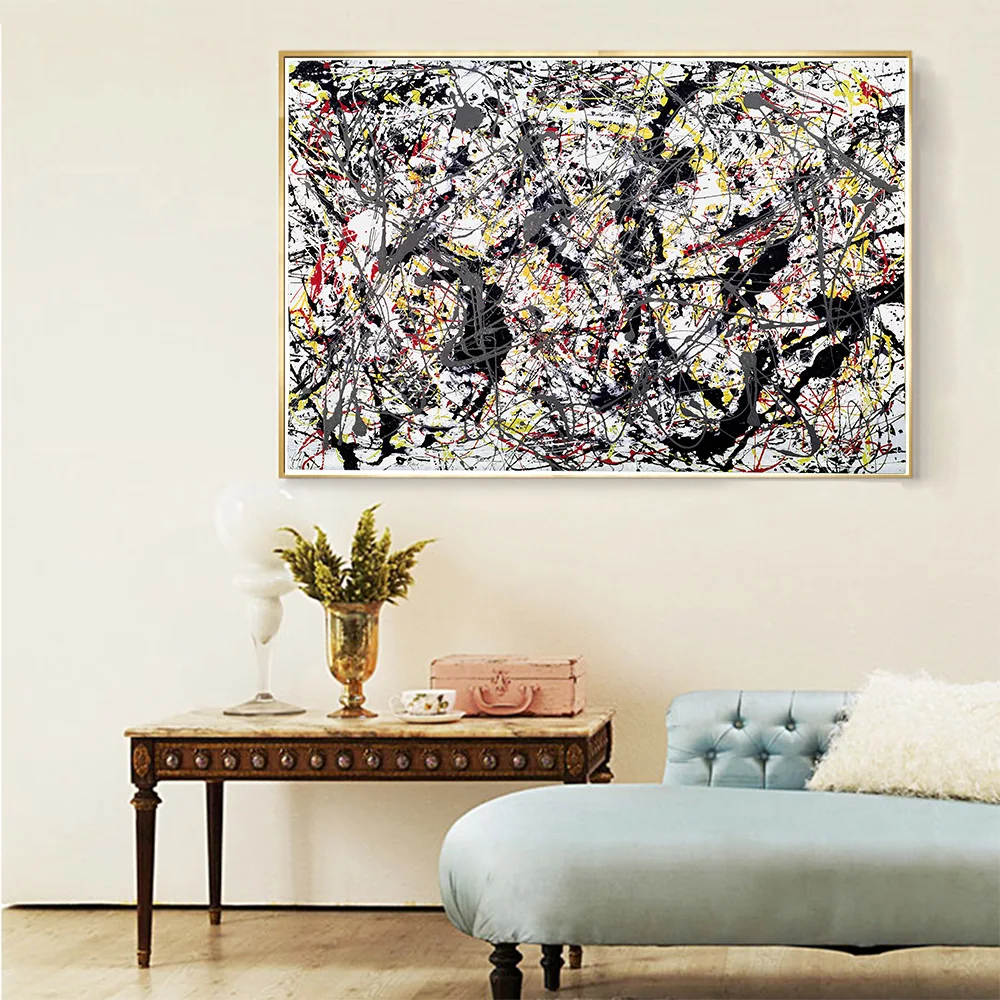 Citon Jackson Pollock《Silver over Black, White, Yellow and Red》Canvas ...