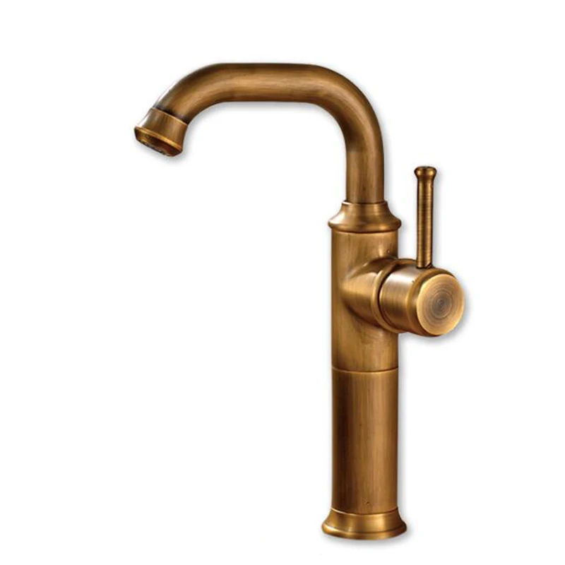 Antique Bronze L Смеситель для раковины Черный Масляный латунный кран для ванной раковины с одной ручкой вращающийся носик винтажный смеситель горячей и холодной воды кран - Цвет: Antique Bronze L