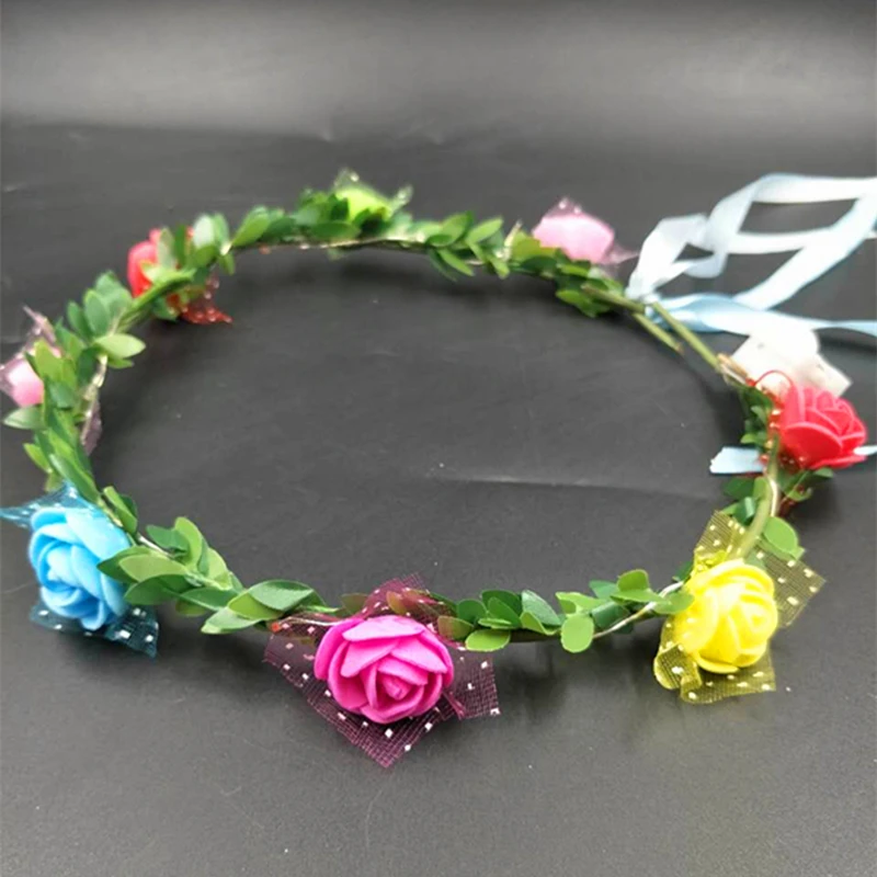 Shining Garland Rattan Bride LED Light Stall Headdress Head Floral Decorations GIRL'S Colorful Light Included 14-Year-Old