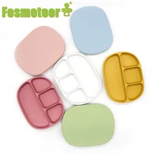 Fosmeteor – assiette à manger en Silicone pour bébé, solide et mignon, dessin animé, plats pour enfants, formation à l'aspiration, vaisselle de table, bols d'alimentation pour enfants 
