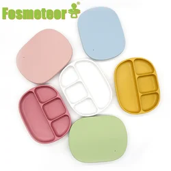 Fosmeteor Baby Silicone Dining Plate Solid Cute Cartoon Children Dishes Suction Toddle Training Tableware Kids Feeding Bowls
