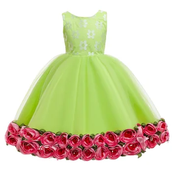

Kid Girls Formal Princess Birthday Party Breathable Comfortable Soft Wild Pageant Robes Flower Design Sleeveless Dresses