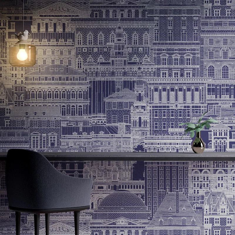 

White Black Modern Sketch Achitecture Wall Papers Home Decor Castle City Wall Paper Roll For Background Room Walls Vinilo Pared