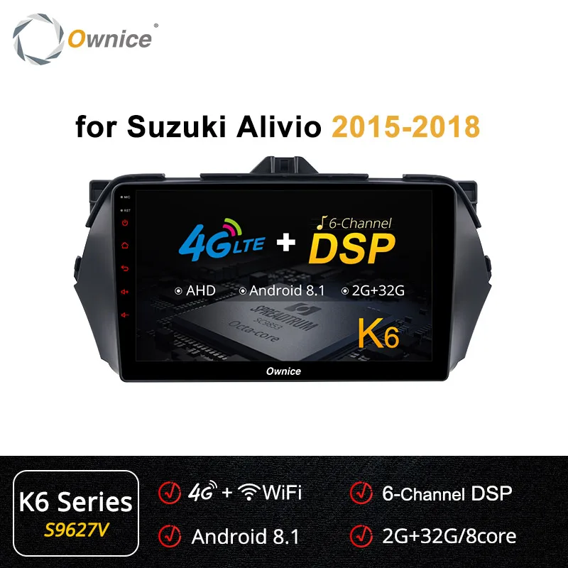Ownice K1 K2 K3 K5 K6 " Android 9,0 Восьмиядерный автомобильный dvd-плеер gps Navi для Suzuki CIAZ Alivio- 360 панорама DSP 4G LTE - Цвет: S9627 K6 Series