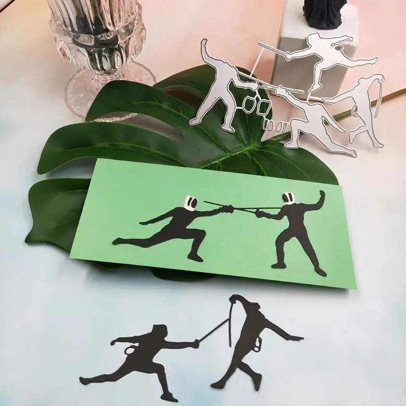 

Fencers Sports Metal Cutting Dies Stencil DIY Fencing Pattern Scrapbooking Album Stamp Card